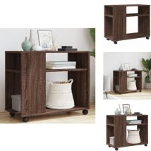Table d'appoint avec roues chêne marron bois d'ingénierie - Table D'appoint - Tables D'appoint - Table D'appoint Sur Roulettes - Table D'appoint Avec