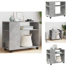 Table d'appoint avec roues gris béton bois d'ingénierie - Table D'appoint - Tables D'appoint - Table D'appoint Sur Roulettes - Table D'appoint Avec