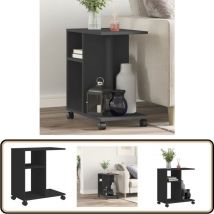 Vidaxl - Table d'appoint avec roues noir 50x30x55 cm bois d'ingénierie - Table D'appoint - Meuble D'appoint - Table Basse - Table Ronde - Table En