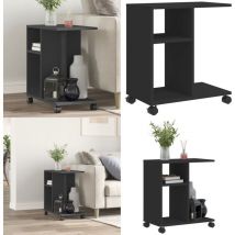 Vidaxl - Table d'appoint avec roues noir 50x30x55 cm bois d'ingénierie - Table D'appoint - Meuble D'appoint - Table Basse - Table Ronde - Table En