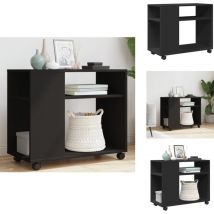 Table d'appoint avec roues noir 70x35x60 cm bois d'ingénierie - Table D'appoint - Tables D'appoint - Table D'appoint Sur Roulettes - Table D'appoint