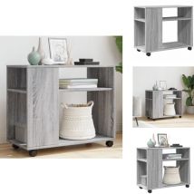 Table d'appoint avec roues sonoma gris bois d'ingénierie - Table D'appoint - Tables D'appoint - Table D'appoint Sur Roulettes - Table D'appoint Avec