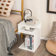 Design In - Table d'Appoint Bout de canapé Forme 's' avec 2 Casiers Ouverts Compacte Blanche CW51478