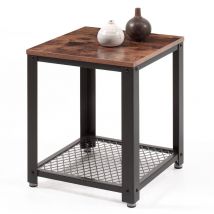 Acaza - Table d'appoint carrée - 45x55x45 cm - brun vintage