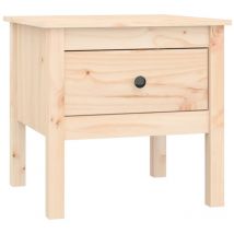 Décoshop26 - Table d'appoint chevet avec tiroir 50 x 50 x 49 cm en bois massif de pin brun DEC032315