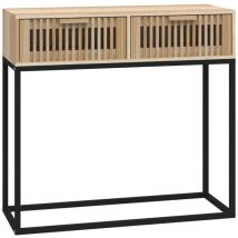 Décoshop26 - Table d'appoint console pratique avec tiroirs de rangement 80 x 30 x 75 cm bois d'ingénierie et fer DEC031573