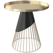 Rendez-vous Déco - Table d'appoint ronde en métal noir et plateau laiton D45 cm - corry