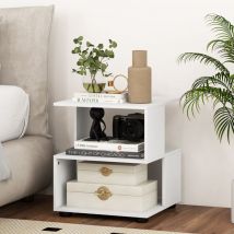 Table d'Appoint de Canapé à 3 Niveaux Table de Chevet Moderne avec Etagères Patins Antidérapants Table Basse Assemblage Facile Blanc Maison Chic