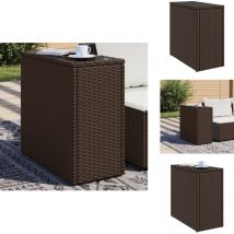 Table d'appoint de jardin avec dessus en verre marron rotin - Table D'appoint De Jardin - Tables D'appoint De Jardin - Table D'appoint D'extérieur