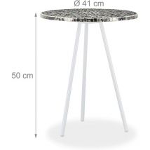 Table d'appoint de jardin ronde fer MDF mosaïque multicolore