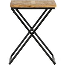 Womo-design - Table d'Appoint de Salon Moderne Beino - 48x35x63cm - Naturel/Noir Fait á la Main en Bois de Mangue et Structure en Métal Design