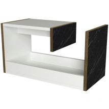 Table d'appoint de Salon TAMESIS moderne Blanc Or Noir 29,5x60x35 cm
