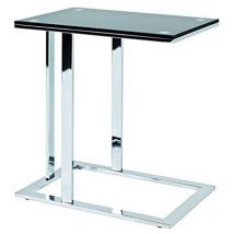 Pegane - Table d'appoint en acier et verre trempé coloris noir - Dim : L54 x P37 x H58 cm