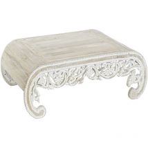Table d'appoint en bois de manguier sculpté coloris blanc - Longueur 121 x Profondeur 83.8 x Hauteur 35.5 cm -PEGANE-