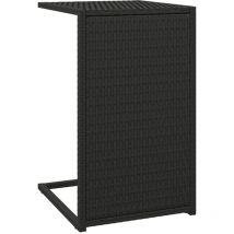 Table d'appoint en forme de c pour intérieur ou extérieur 40 x 35 x 60 cm résine tressée noir et acier DEC032572