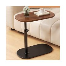 Rapanda - Table d'appoint en forme de c, table d'appoint fine à hauteur réglable, plateau tv pivotant à 360°, tables de canapé coulissantes sous les