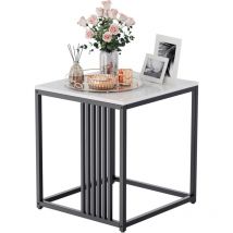 Table d'Appoint en Marbre - Bout de Canapé Noir Table Basse Marbre Rectangulaire Salon Moderne et Scandinave – 40x40x45cm