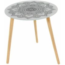 Table d'appoint en verre blanche Mandala – Bout de canapé – Matières, Forme, Hauteur, Largeur, Style, Longueur – UNIMASA