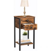 Tall Bedside Table, Slim Side Table with 2 Drawers, Industrial Telephone Table, Small Hallway Table for Small Spaces, Living Room, 38 x 29 x 70 cm