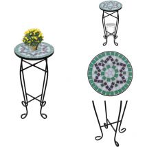 Table d'appoint Mosaïque Vert et blanc - Table D'appoint - Table Plante - Table Mosaïque - Décoration Extérieur - Mobilier Jardin