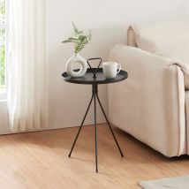 [en.casa] - Table d'appoint Odal avec plateau rond métal 65 x 41 cm noir
