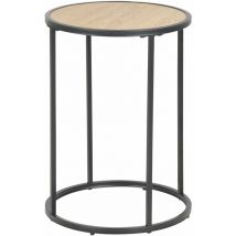 Toilinux - Table d'appoint ou bout de canapé rond en mdf et métal