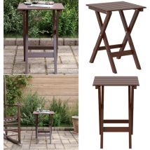 Table d’appoint pliable marron bois de peuplier massif - Table D'appoint Pliable - Table De Jardin - Mobilier De Jardin - Table En Bois - Table