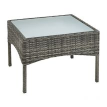 Estexo - Table de jardin avec plateau en verre 58 x 58 x 42 cm en polyrotin gris