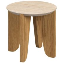 Toilinux - Table d'appoint ronde avec plateau effet travertin lima