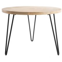 Miliboo - Table basse ronde bois manguier massif et métal noir D60 cm vibes