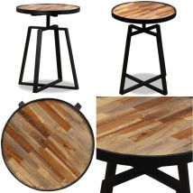 Table d'appoint ronde Teck massif de récupération - Table D'appoint - Table Basse - Table Ronde - Teck Recyclé - Mobilier Industriel - Home & Living