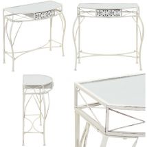 Table d'appoint Style français Métal 82 x 39 x 76 cm Blanc - Table Basse - Table D'appoint - Meuble Déco - Style Français - Table Vintage - Home &