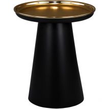 Womo-design - Table d'Appoint Bristol ø 50 cm, Ronde, 50cm de Haut, Noir Mat avec Plateau Doré, en Métal, Pièce Unique, Faite à la Main, Stable et