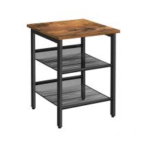 Mobilibrico - Table D'appoint, Table De Chevet Avec 2 étagères Grillagées Réglables