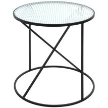 Table d'appoint, table de salon en verre trempé et métal coloris noir - diamètre 50 x hauteur 50 cm