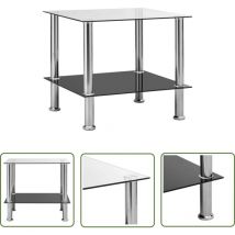 Doc&et² - The Living Store Table d'appoint Transparent 45x50x45 cm Verre trempé - Table Basse Transparente - Table D'appoint Élégante - Meuble Salle