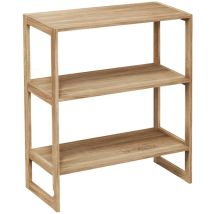 Etagère SpaceQub 69x33.5x84cm – Bois de qualité – Blanc satiné, bois naturel semi-mat – 7HOUSE