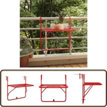 Table de balcon Rouge 60x40 cm Acier - Table De Balcon - Table Pliante - Table D'appoint - Meubles De Jardin - Table Extérieure