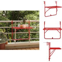 Table de balcon Rouge 60x40 cm Acier - Table De Balcon - Table Pliante - Table D'appoint - Meubles De Jardin - Table Extérieure
