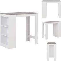 Table de bar avec étagère Blanc 110x50x103 cm - Table De Bar - Table Haute - Meuble Bar - Table Contemporaine - Table Élégante