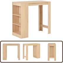 Table de bar avec étagère Chêne 110x50x103 cm - Table De Bar - Table Haute - Meuble Bar - Table À Boissons - Table Élégante