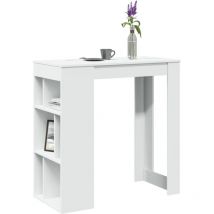 Table de bar avec étagères blanc bois d'ingénierie