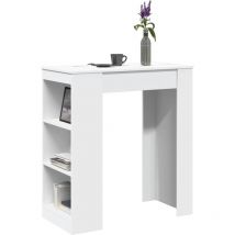 Table de bar avec étagères blanc bois d'ingénierie