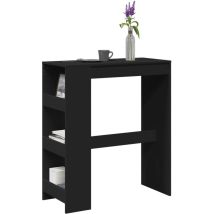 Table de bar avec étagères noir bois d'ingénierie