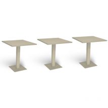 Okaffarefatto - Table de bar beige cm 70 x cm 70 avec plateau en aluminium peint x 3