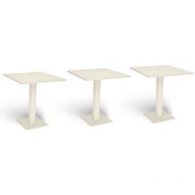 Okaffarefatto - Table de bar blanc crème cm 70 x cm 70 avec plateau en aluminium peint x 3