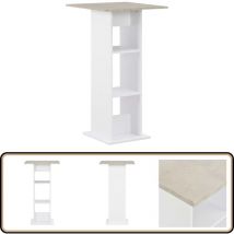 Table de bar Blanc et béton 60x60x110 cm - Table De Bar - Table Haute - Table Bistro - Meuble Bar - Décoration Intérieure