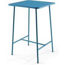 Oviala - Table haute de jardin carrée en acier bleu pacific - Palavas