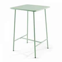 Table haute de jardin carrée en acier vert sauge 70cm - Palavas