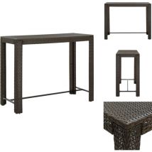 Table de bar de jardin Marron 140,5x60,5x110,5cm Résine tressée - Table De Bar - Table De Jardin - Mobilier De Jardin - Table Extérieure - Table